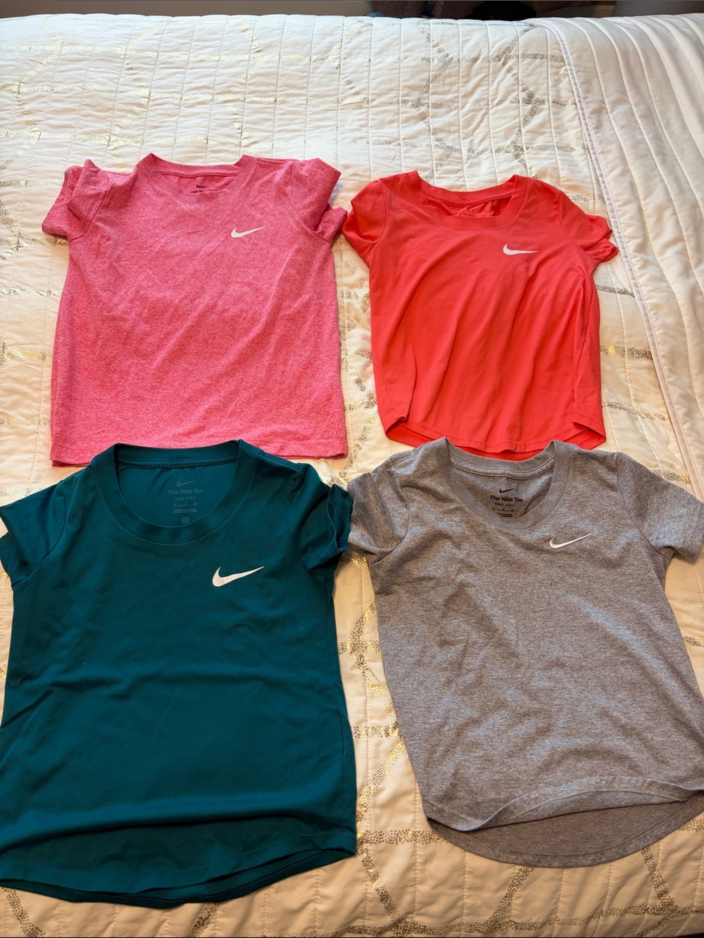 Nike Girls Short Sleeve Tees in Hot Pink, Coral, Teal & Gray